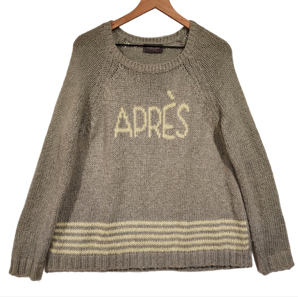 Wooden Ships Apres Cozy Crew Knit Mohair Wool Blend Pullover Sweater sz Sm/Md